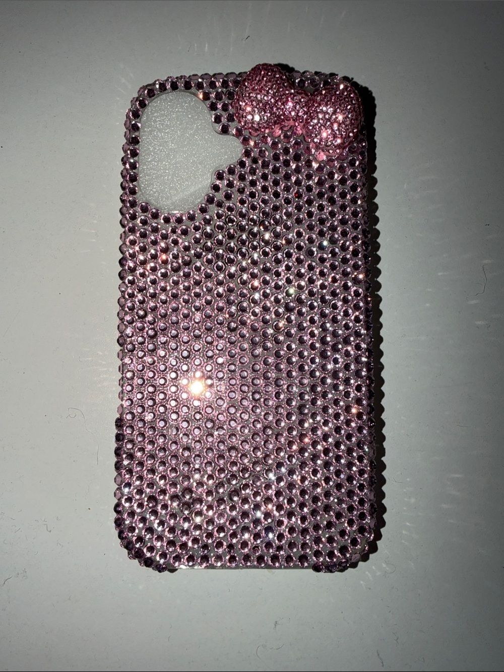 Pink Rhinestone Bling iPhone 17 Case with Hello Kitty Bow Accent
